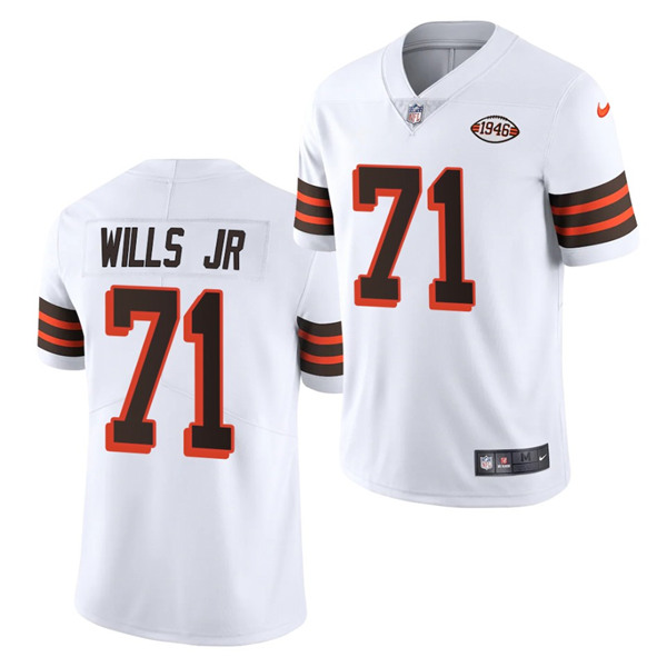 Men's Cleveland Browns #71 Jedrick Wills Jr. White 1946 Collection Vapor Stitched Football Jersey